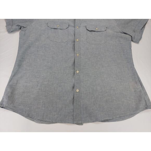 Banana Republic Shirt Mens XL Blue-Gray Linen Blend Button Up Preppy Collared - Picture 10 of 12